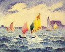 Sailboats near Chicago by Henri-Edmond Cross — ships oil painting wall art, Pointillism