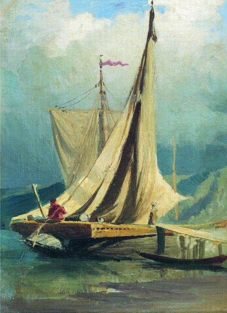 Sailboats. Study by Fyodor Vasilyev — hand-painted nautical oil painting reproduction on canvas