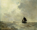 Sailing Boat in Choppy Seas by Johan Hendrik Weissenbruch — ships oil painting wall art, Realism