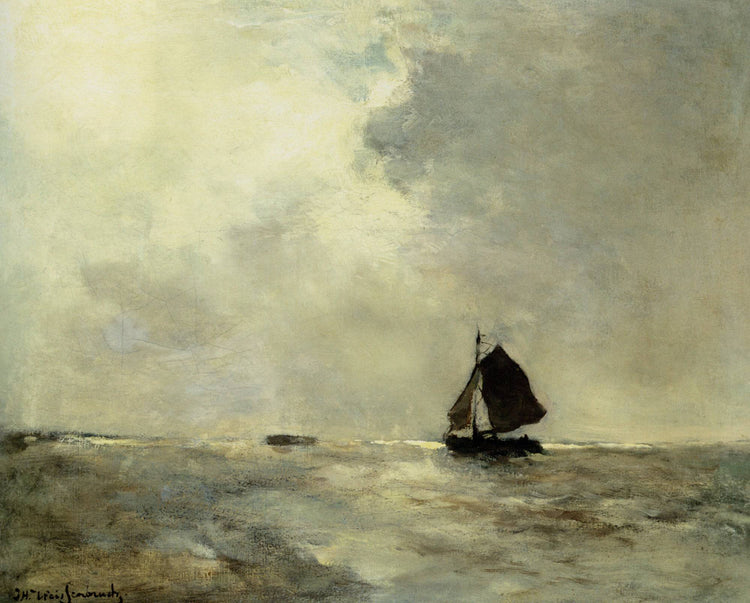 Sailing Boat in Choppy Seas - Johan Hendrik Weissenbruch