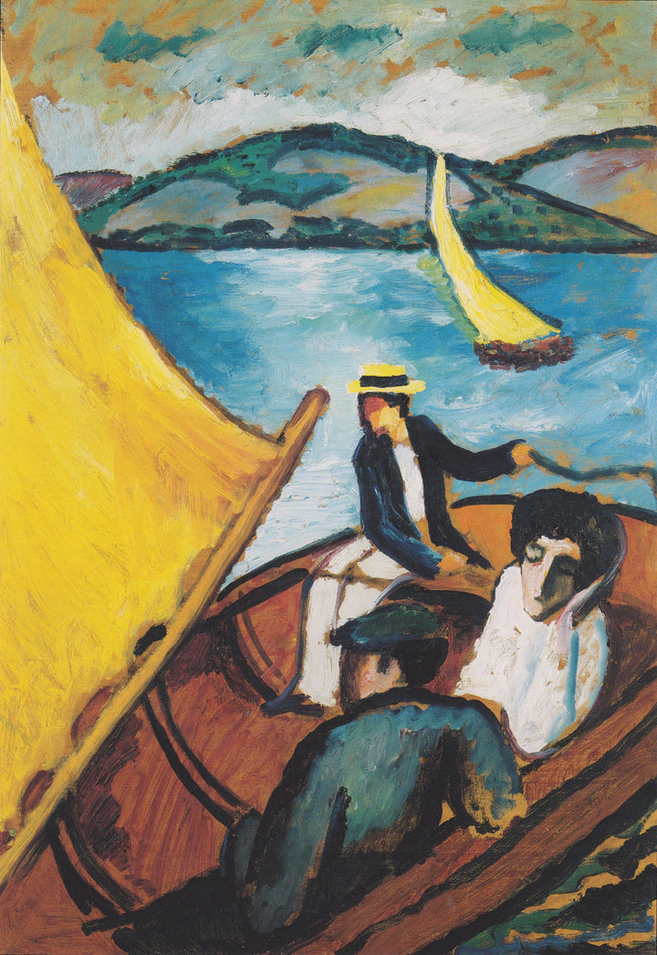 Sailing boat on the Tegernsee by August Macke — hand-painted landscape oil painting reproduction on canvas
