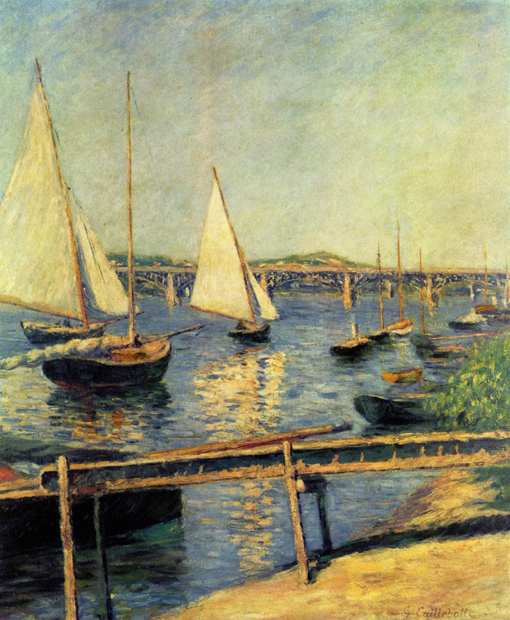Sailing boats at Argenteuil by Gustave Caillebotte — hand-painted impressionism oil painting reproduction on canvas