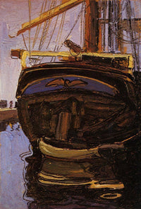 Sailing Ship with Dinghy by Egon Schiele — hand-painted nautical oil painting reproduction on canvas