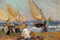 Sailing Vessels on a Breezy Day, Valencia by Joaquín Sorolla — hand-painted nautical oil painting reproduction on canvas