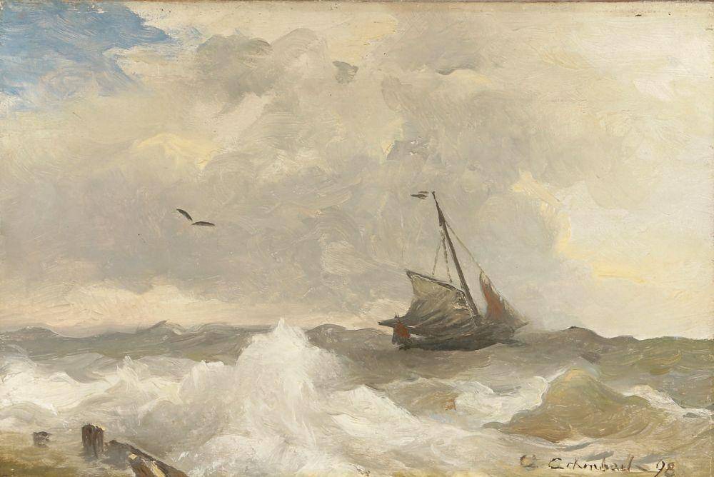 Sailors At Stormy Seas - Andreas Achenbach