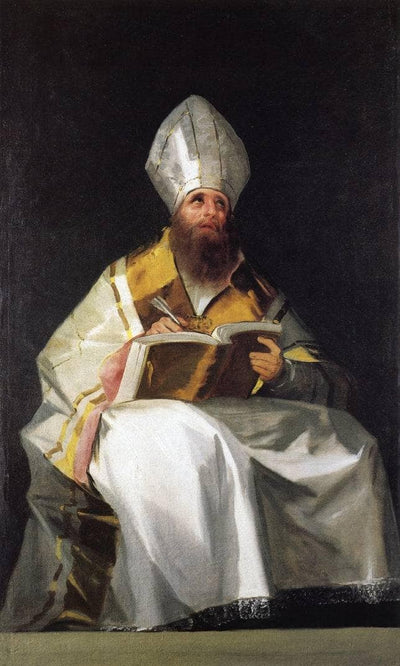 Saint Ambrose in home office