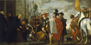 Saint Benedict receiving Totila, King of the Ostrogoths by Gaspar de Crayer, group oil painting wall art, Baroque