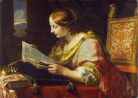 Saint Catherine of Alexandria reading by Onorio Marinari — hand-painted portrait oil painting reproduction on canvas
