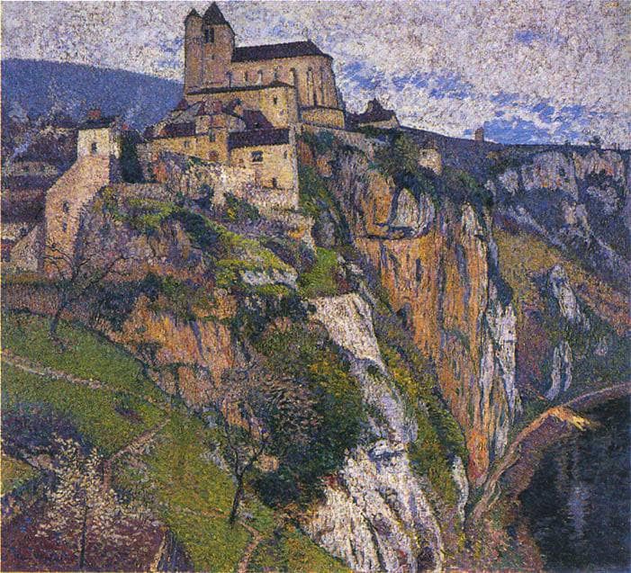 Saint Cirq Lapopie in the Rain by Henri Martin — hand-painted architectural oil painting reproduction on canvas