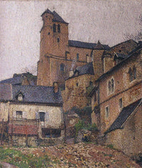 Saint-Cirq Lapopie Square by Henri Martin — hand-painted architectural oil painting reproduction on canvas