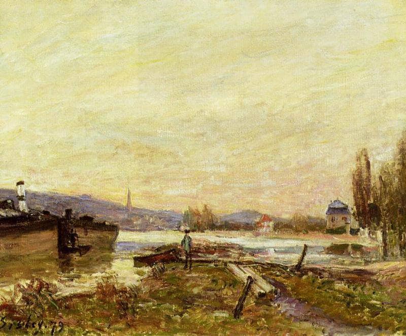 Saint Cloud, Banks of the Seine by Alfred Sisley — hand-painted landscape oil painting reproduction on canvas