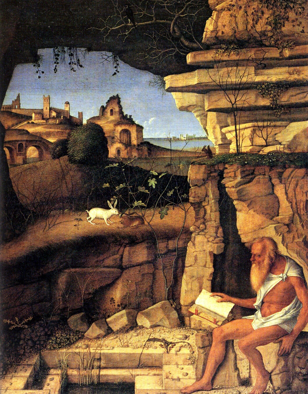 Saint Jerome Reading by Giovanni Bellini — hand-painted cultural oil painting reproduction on canvas