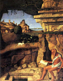 Saint Jerome Reading by Giovanni Bellini — religion oil painting wall art, Early Renaissance
