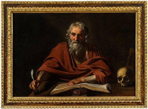 Saint Jerome Writing by Nicolas Tournier — hand-painted portrait oil painting reproduction on canvas