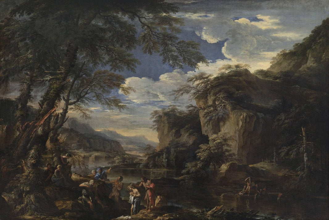 Saint John the Baptist Baptizing Christ in the Jordan by Salvator Rosa — hand-painted eco oil painting reproduction on canvas