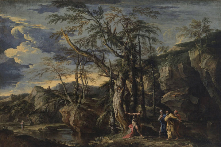 Saint John the Baptist Revealing Christ to the Disciples by Salvator Rosa — hand-painted botanical oil painting reproduction on canvas