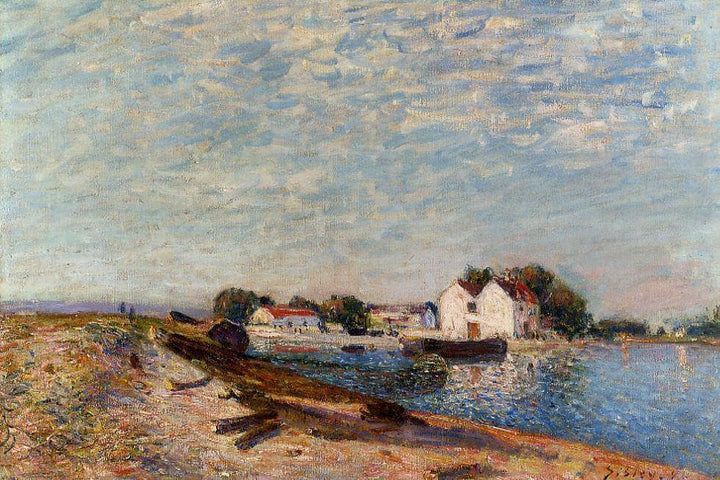 Saint Mammes Dam by Alfred Sisley — hand-painted landscape oil painting reproduction on canvas