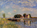 Saint Mammes, Ducks on Canal by Alfred Sisley — hand-painted architectural oil painting reproduction on canvas