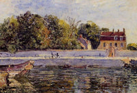 Saint Mammes House on the Canal du Loing by Alfred Sisley — hand-painted landscape oil painting reproduction on canvas
