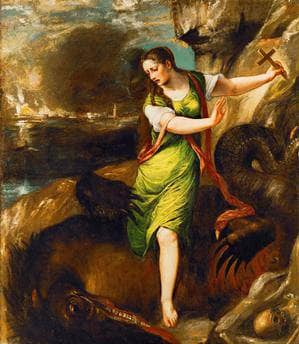 Saint Margaret and the Dragon by Titian — hand-painted cultural oil painting reproduction on canvas