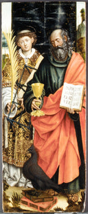 Saints John the Evangelist and Lawrence by Defendente Ferrari, male oil painting wall art, High Renaissance
