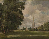 Salisbury Cathedral from Lower Marsh Close by John Constable — hand-painted animal oil painting reproduction on canvas