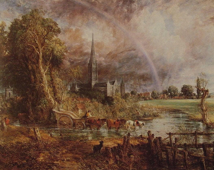 Salisbury Cathedral from the Meadows by John Constable — hand-painted animal oil painting reproduction on canvas