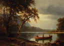 Salmon Fishing on the Cascapediac River by Albert Bierstadt — hand-painted botanical oil painting reproduction on canvas