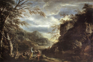 River Landscape with Apollo and the Cumean Sibyl - Salvator Rosa