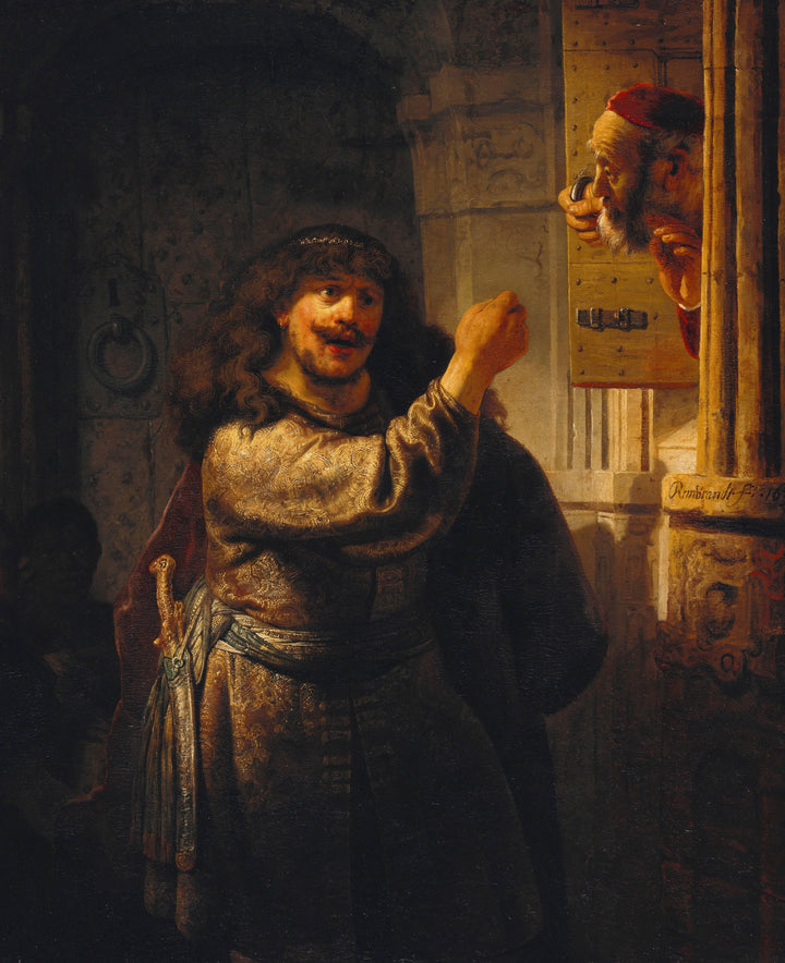 Samson Accusing His Father in Law by Rembrandt — hand-painted portrait oil painting reproduction on canvas