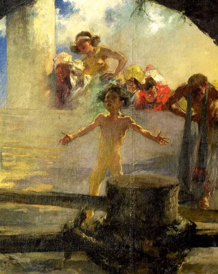 Samson turns the millstone by Umberto Veruda — hand-painted abstract oil painting reproduction on canvas
