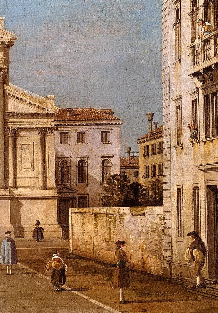 San Francesco della Vigna, Church And Campo by Canaletto — hand-painted architectural oil painting reproduction on canvas