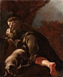 San Rocco In Preghiera by Giulia Lama — male oil painting wall art, Tenebrism