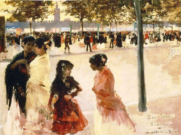 San Telmon Rantatie Sevillassa Pääsiäisviikon Aikana by Albert Edelfelt — hand-painted portrait oil painting reproduction on canvas