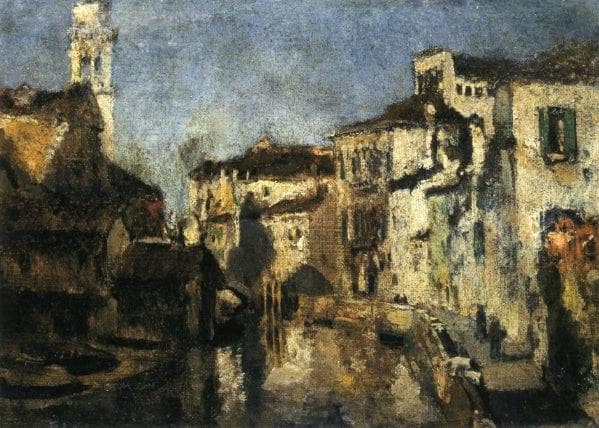 San Trovaso Square, Venice by John Henry Twachtman — hand-painted architectural oil painting reproduction on canvas