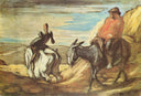 Sancho Panza and Don Quixote in the Mountains by Honore Daumier — mountain oil painting wall art, Impressionism