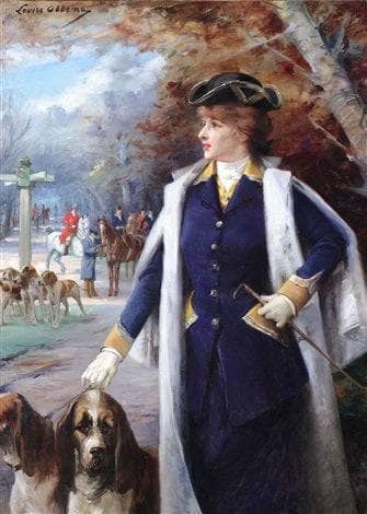 Sarah Bernhardt Hunting with Hounds by Louise Abbéma — hand-painted animal oil painting reproduction on canvas
