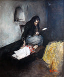 Sardinian lullaby by Romualdo Locatelli — hand-painted portrait oil painting reproduction on canvas