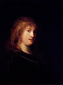Saskia Wearing A Veil by Rembrandt — hand-painted portrait oil painting reproduction on canvas