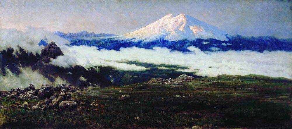 Sat-Mount (Mount Elbrus) by Mykola Yaroshenko, hand-painted landscape oil painting reproduction on canvas