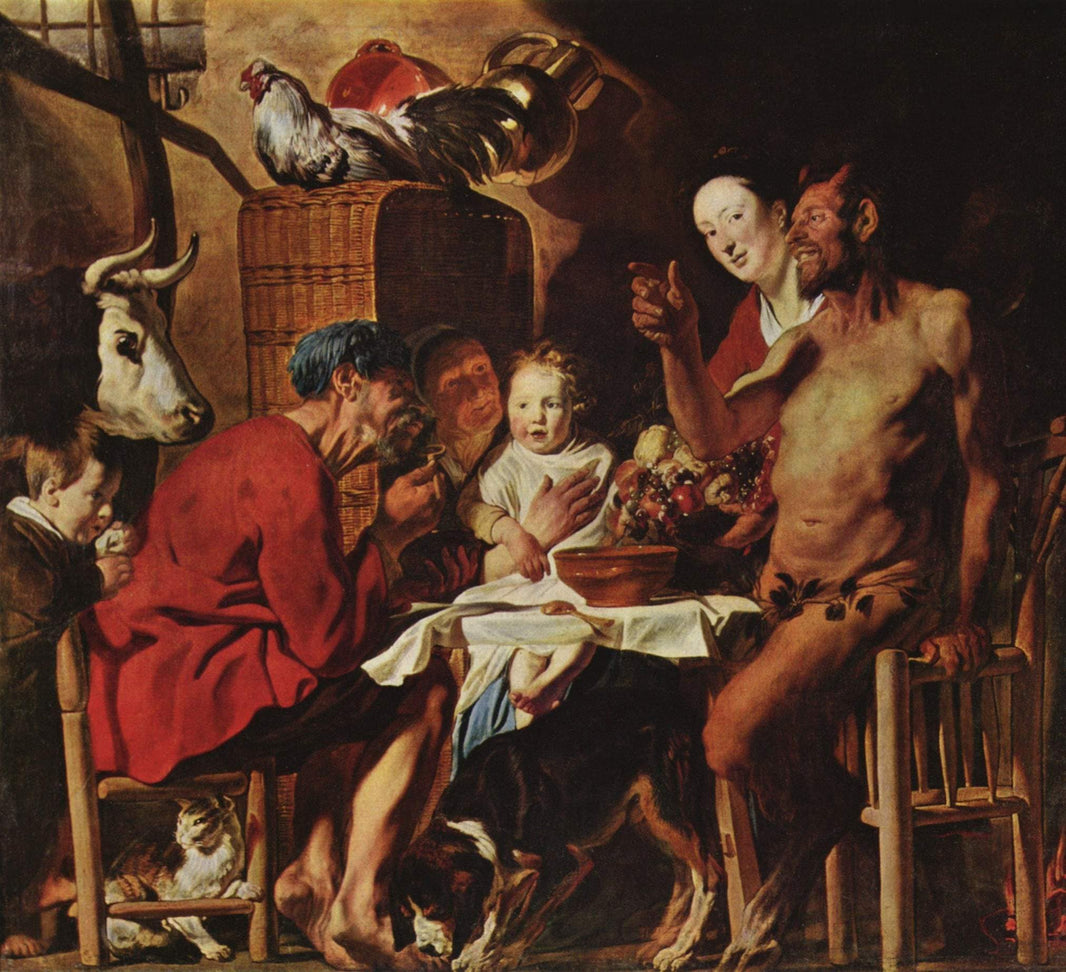 Satyr and Peasant by Jacob Jordaens — hand-painted cultural oil painting reproduction on canvas