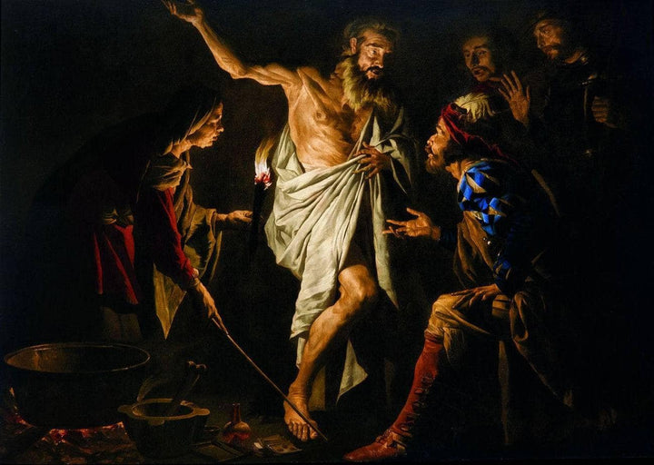 Saul and the Witch of Endor by Matthias Stom — hand-painted cultural oil painting reproduction on canvas