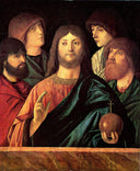 Saviour blesses the four apostles by Vittore Carpaccio — religion oil painting wall art, High Renaissance