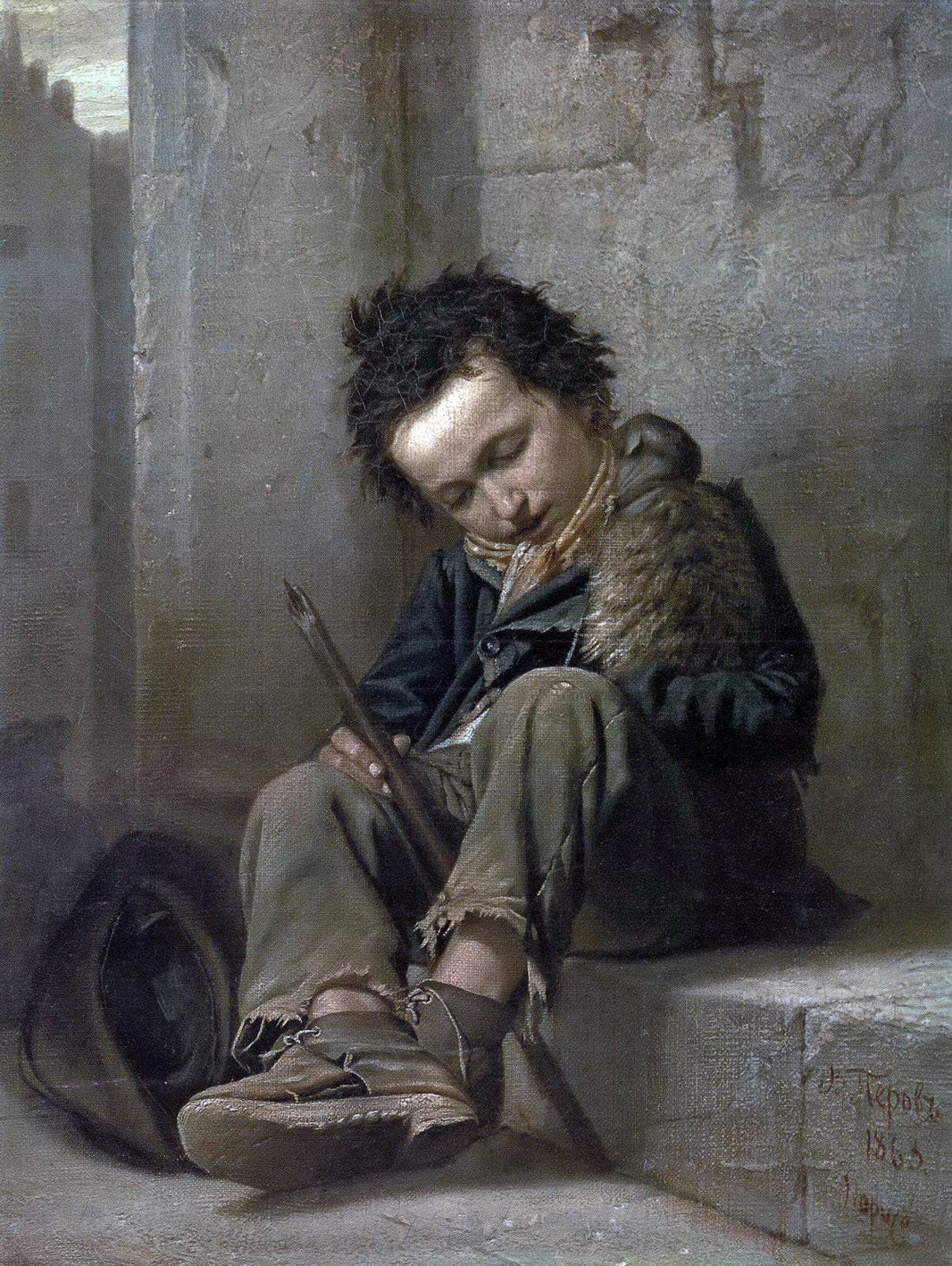 Savoyard by Vasily Perov — hand-painted portrait oil painting reproduction on canvas