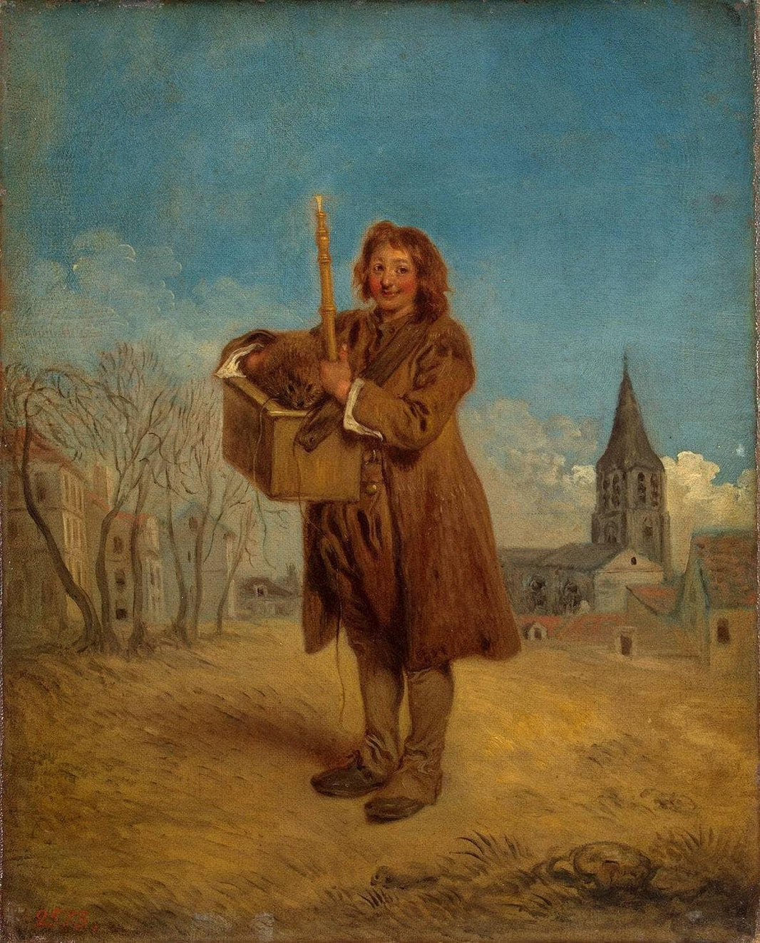Savoyard with a marmot by Antoine Watteau — hand-painted animal oil painting reproduction on canvas