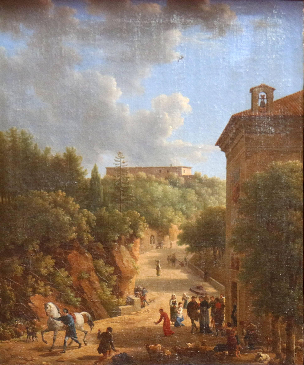 Scène De La Vie Italienne, Le Saint-sacrement Porté Aux Malades by Jean-Joseph-Xavier Bidauld — hand-painted architectural oil painting reproduction on canvas