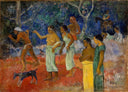 Scene from Tahitian Life by Paul Gauguin — hand-painted abstract oil painting reproduction on canvas