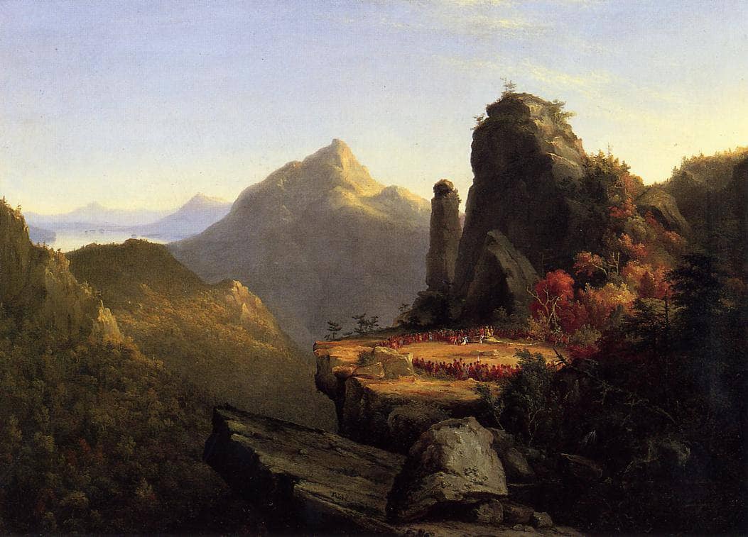 Scene from The Last of the Mohicans Cora Kneeling at the Feet of Tanemund by Thomas Cole — hand-painted eco oil painting reproduction on canvas