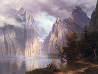 Scene in the Sierra Nevada by Albert Bierstadt — hand-painted botanical oil painting reproduction on canvas