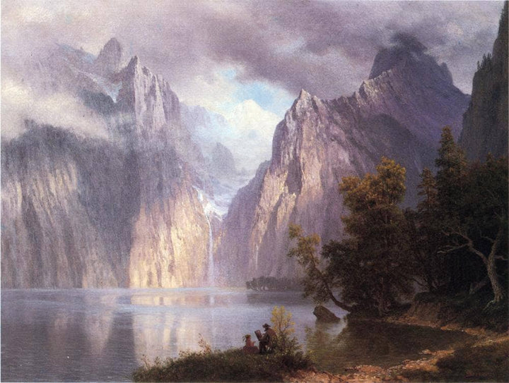 Scene in the Sierra Nevada by Albert Bierstadt — hand-painted botanical oil painting reproduction on canvas